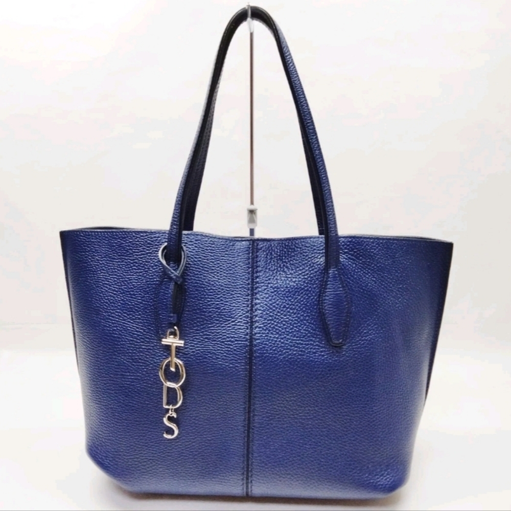 TOD'S Navy Blue Leather Tote Bag